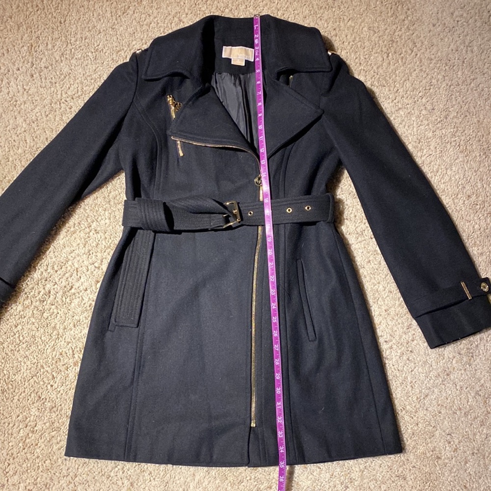 Black Michael Kors Wool Blend Coat - Picture 11 of 14